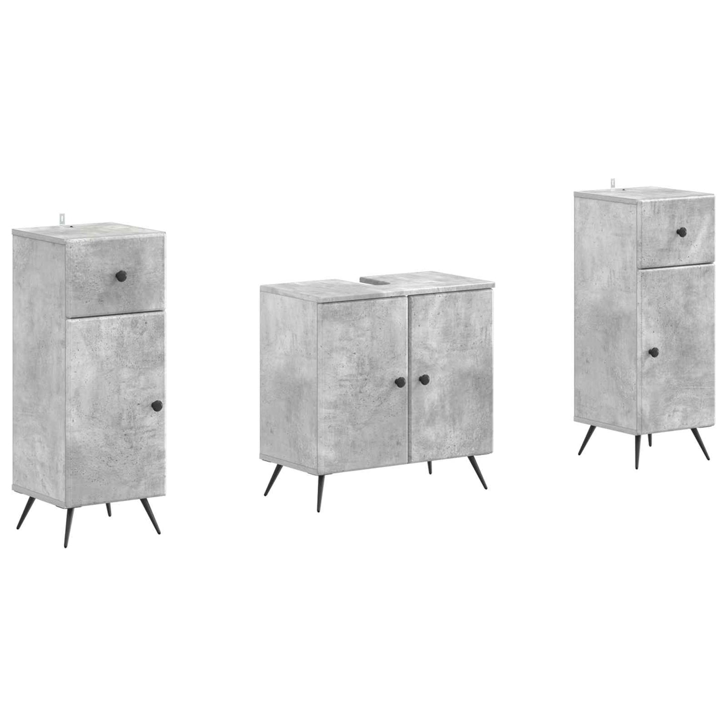 Set di Armadi da Bagno da 2 Pezzi BREDA Grigio Cemento | homemem39