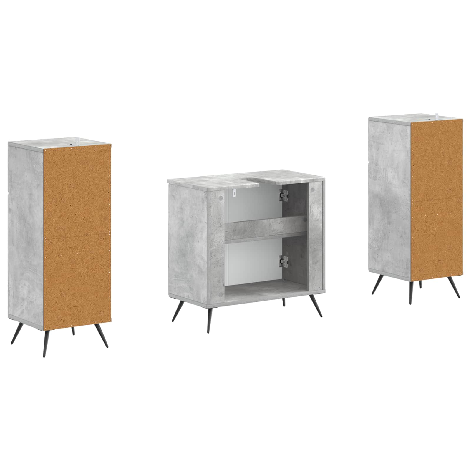 Set di Armadi da Bagno da 2 Pezzi BREDA Grigio Cemento | homemem39