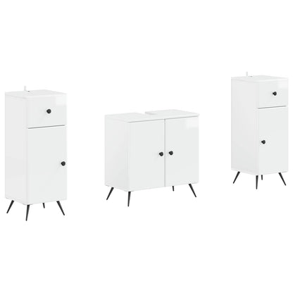 Set di Armadi da Bagno da 2 Pezzi BREDA Bianco Lucido | homemem39