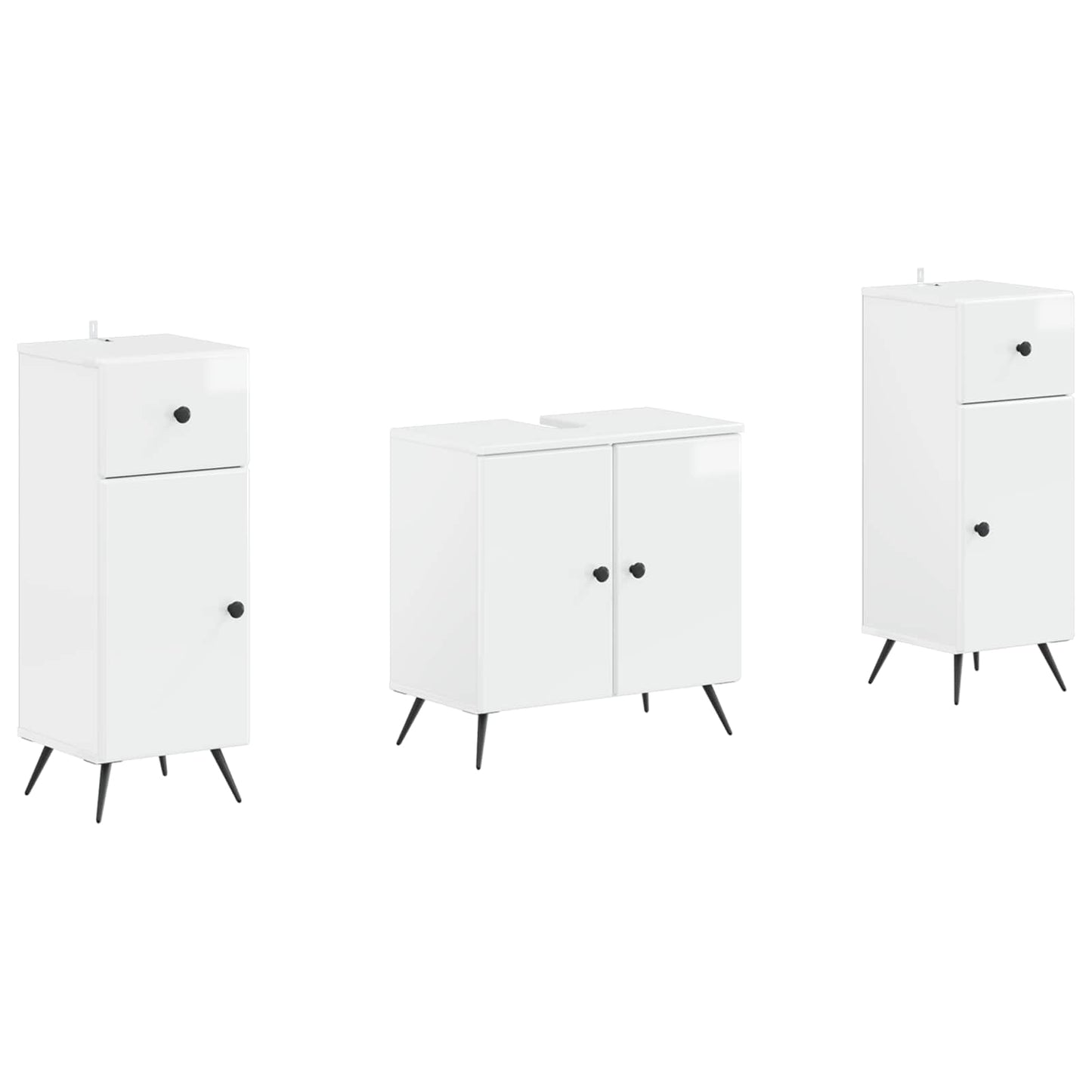 Set di armadietti da bagno in 3 pezzi BREDA Bianco Lucido