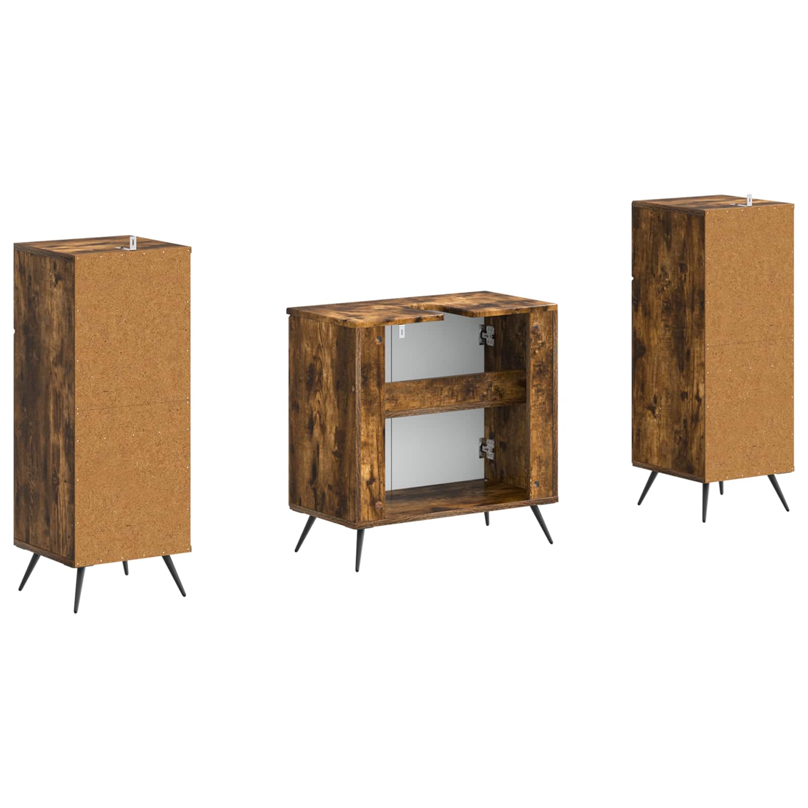 Set di Armadi da Bagno da 2 Pezzi BREDA Rovere Fumo | homemem39