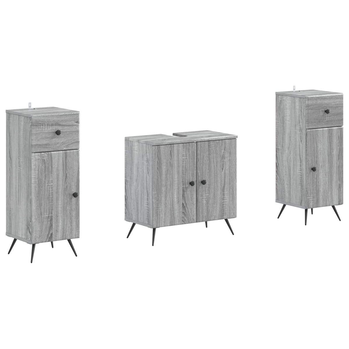 Set di armadietti da bagno in 3 pezzi BREDA Sonoma grigio