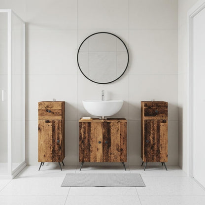 Set di armadietti da bagno in 3 pezzi BREDA Legno antico