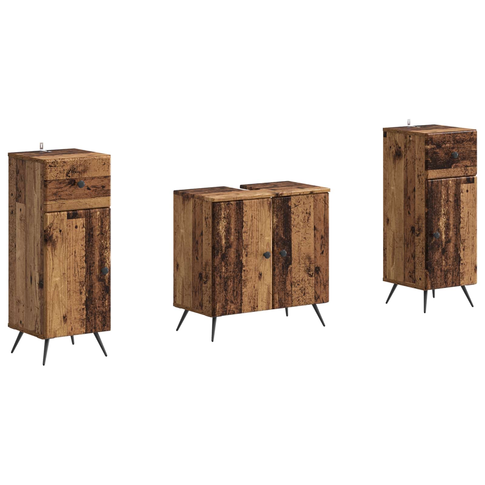 Set di Armadi da Bagno da 2 Pezzi BREDA Legno antico | homemem39