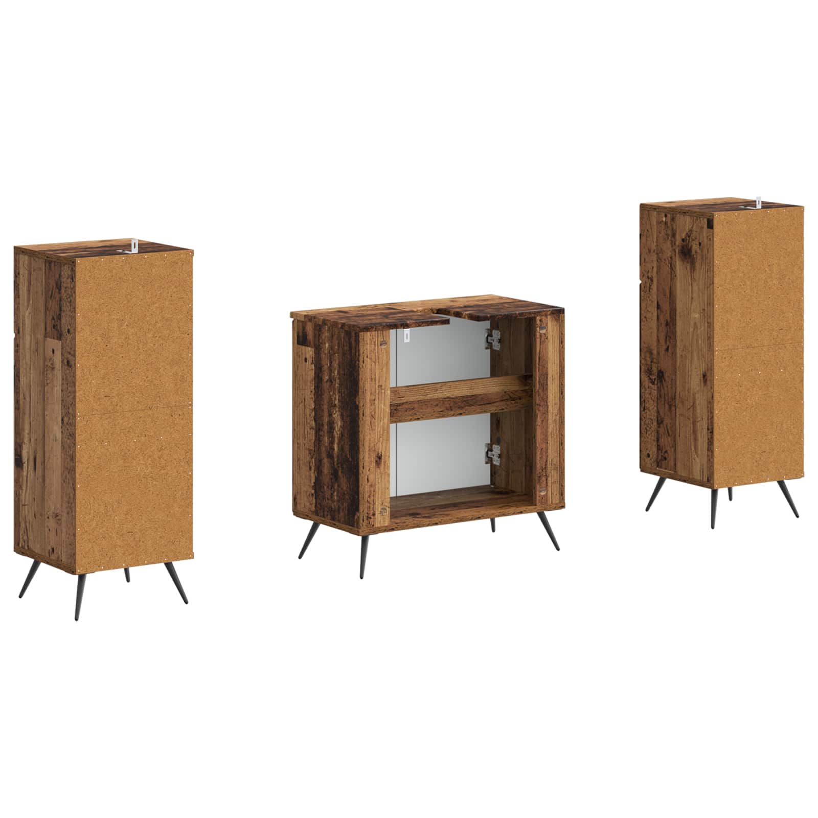 Set di Armadi da Bagno da 2 Pezzi BREDA Legno antico | homemem39