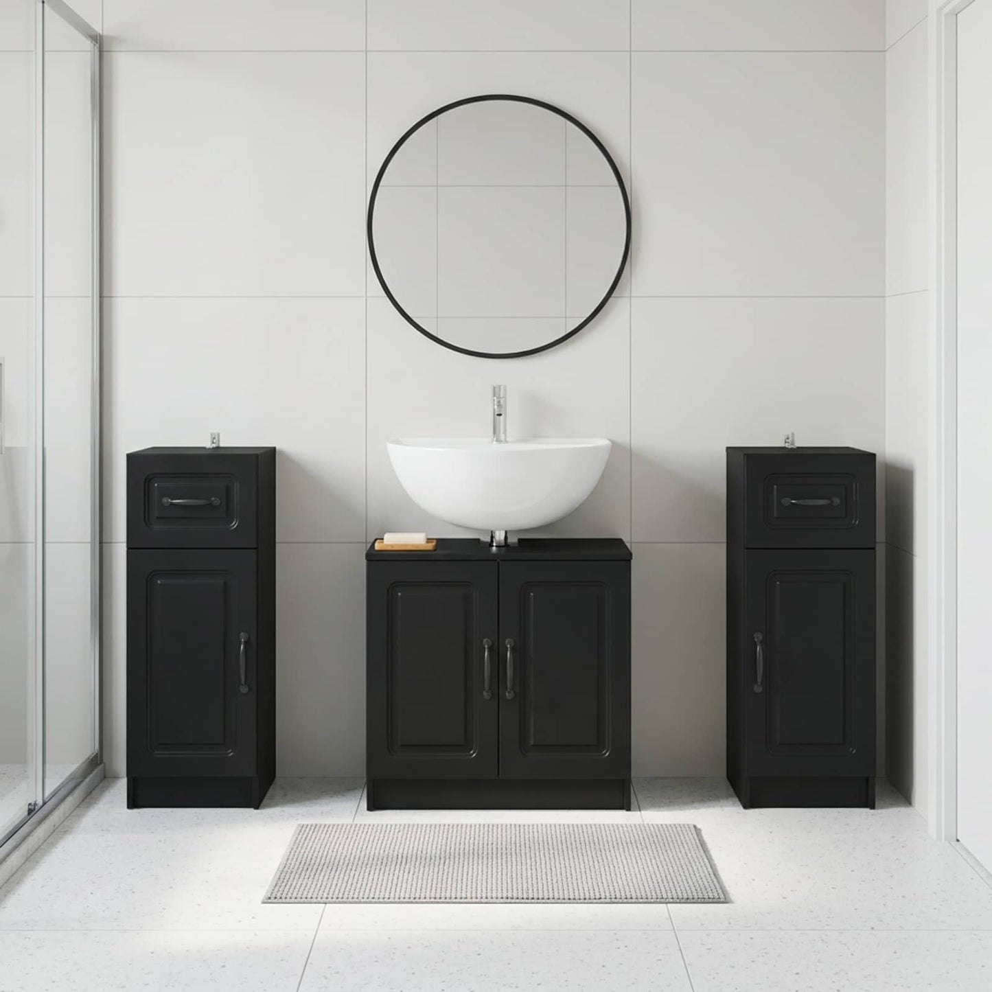 Set di armadietti da bagno in 3 pezzi UTRECHT Nero