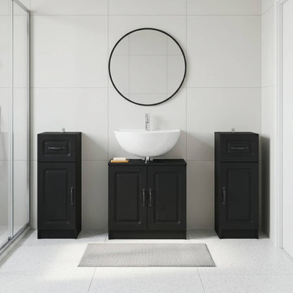 Set di armadietti da bagno in 3 pezzi UTRECHT Nero
