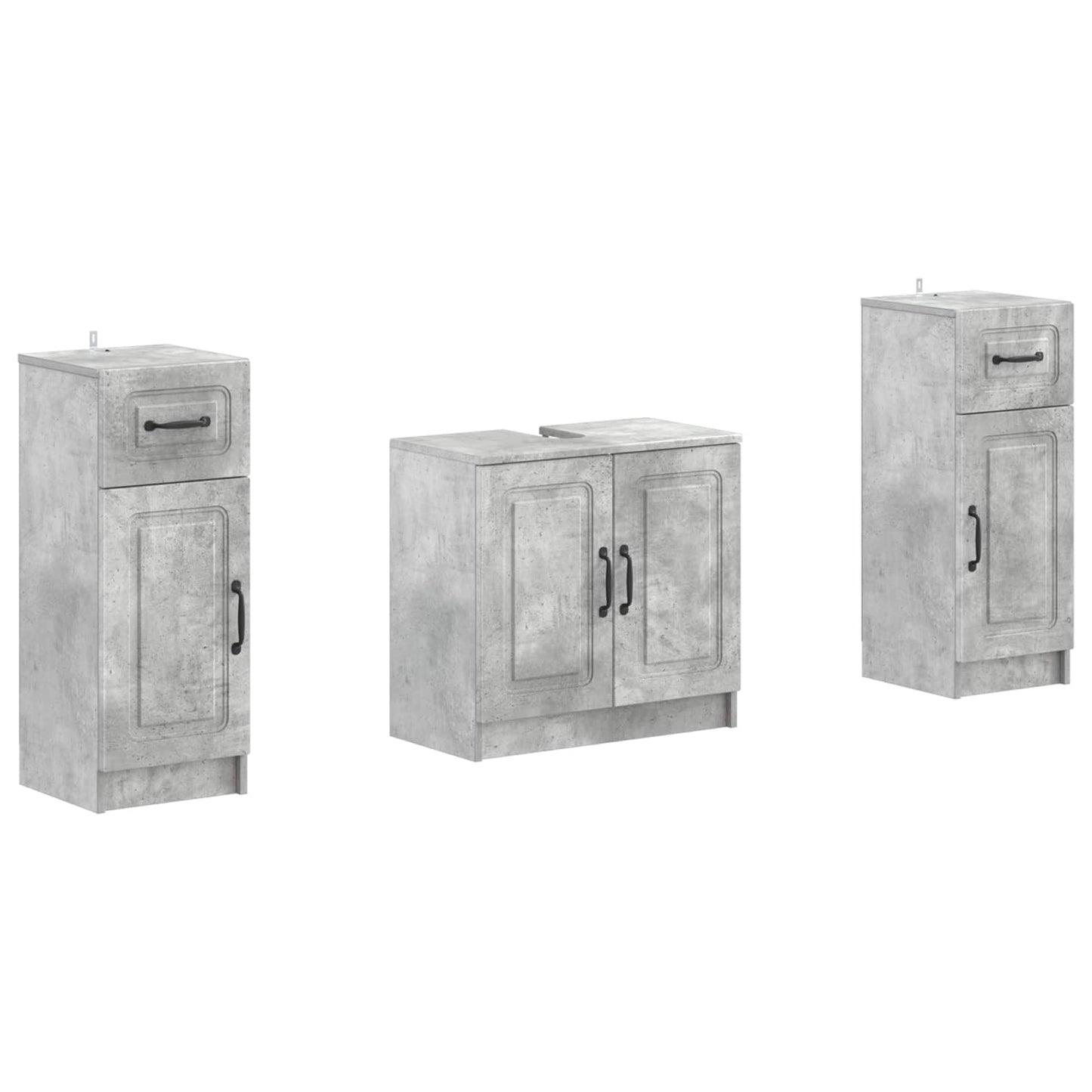 Set di armadietti da bagno in 3 pezzi UTRECHT Grigio Cemento