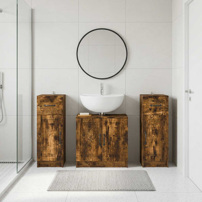 Set di armadietti da bagno in 3 pezzi UTRECHT Rovere Fumo
