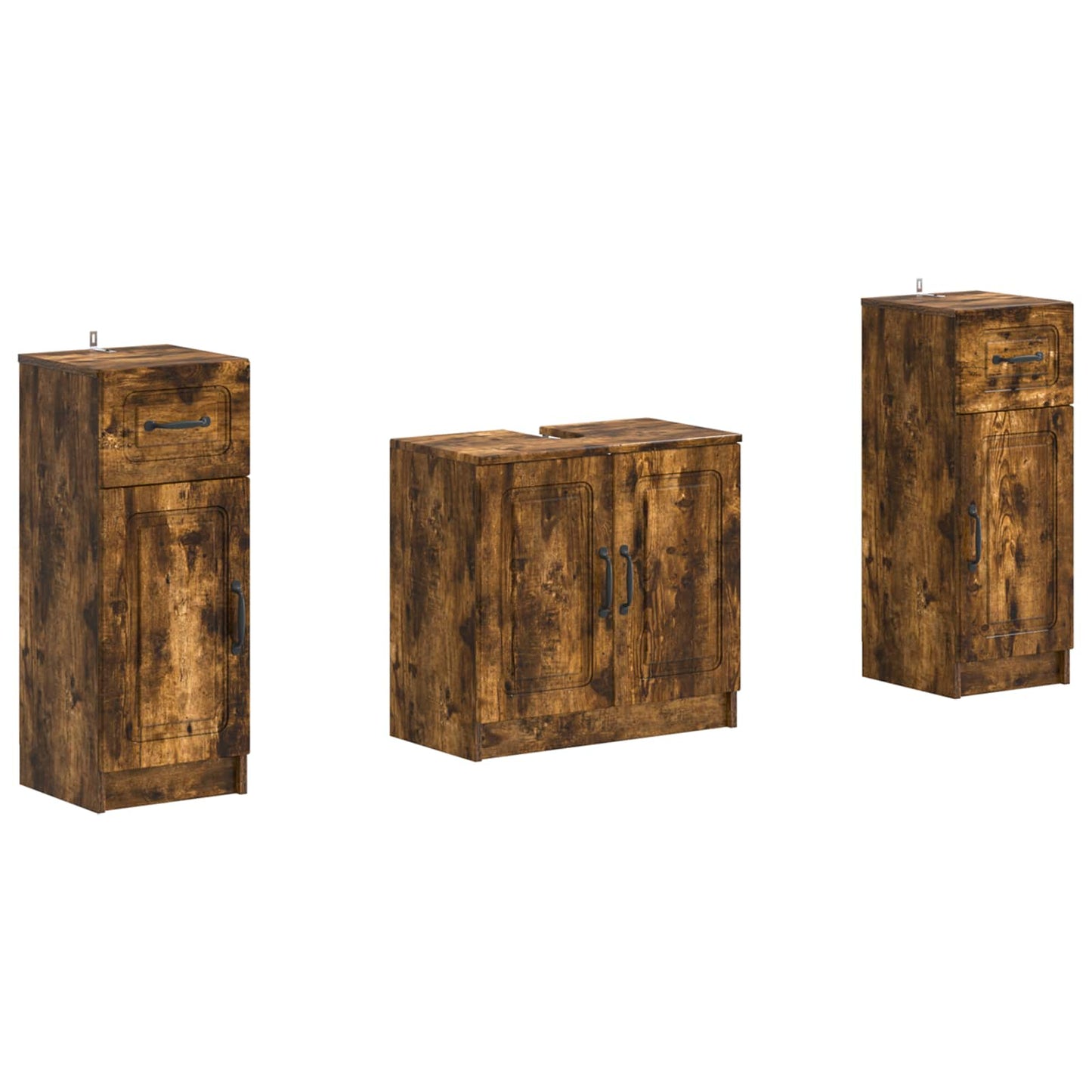 Set di Armadi da Bagno da 2 Pezzi UTRECHT Rovere Fumo | homemem39