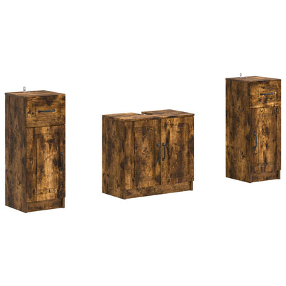 Set di Armadi da Bagno da 2 Pezzi UTRECHT Rovere Fumo | homemem39
