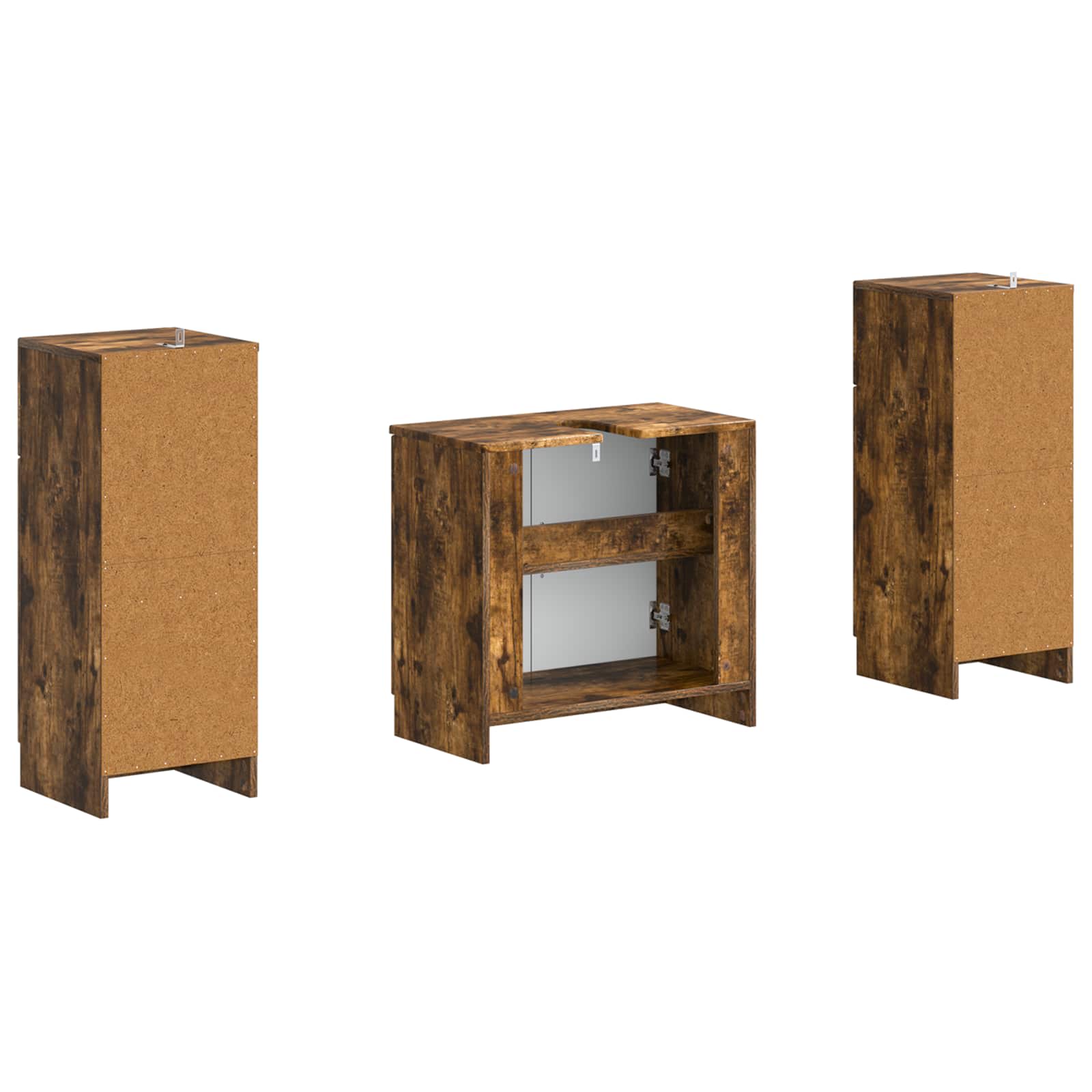 Set di Armadi da Bagno da 2 Pezzi UTRECHT Rovere Fumo | homemem39