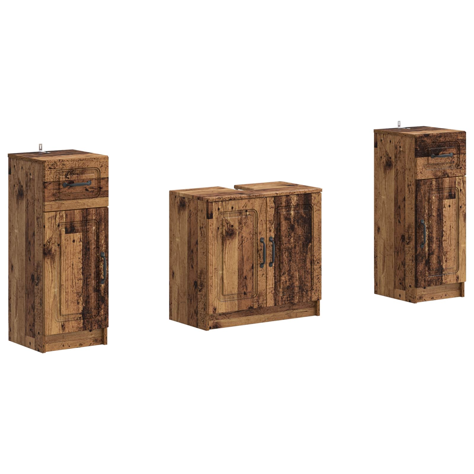 Set di Armadi da Bagno da 2 Pezzi UTRECHT Legno antico | homemem39