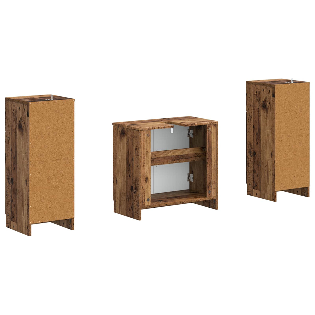 Set di armadietti da bagno in 3 pezzi UTRECHT Legno antico