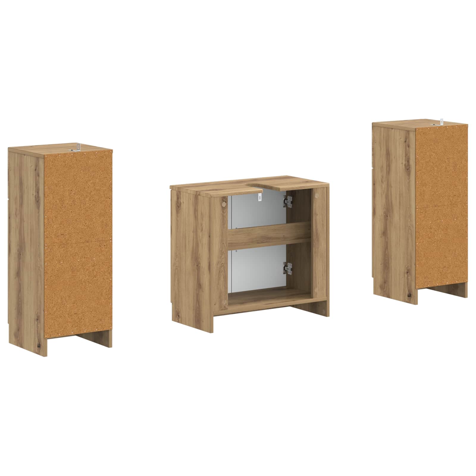 Set di Armadi da Bagno da 2 Pezzi UTRECHT Rovere Artigianale | homemem39