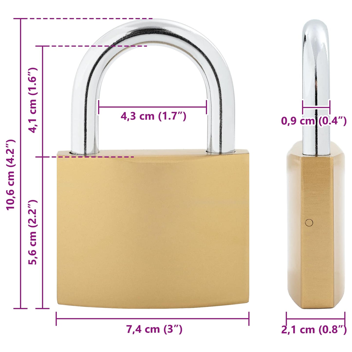 U Lock con Chiavi Ottone 7,4 x 2,1 x 10,6 cm Ferro