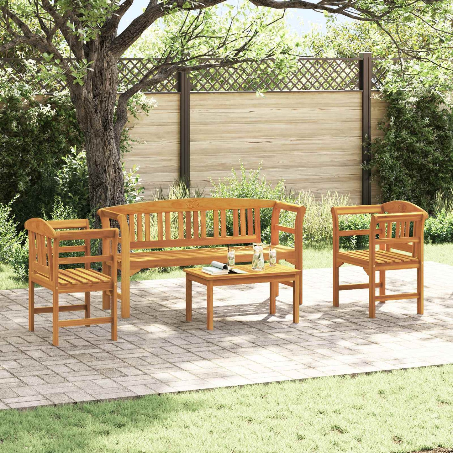 Set da giardino con divano a rosa 4 pcs | homemem39