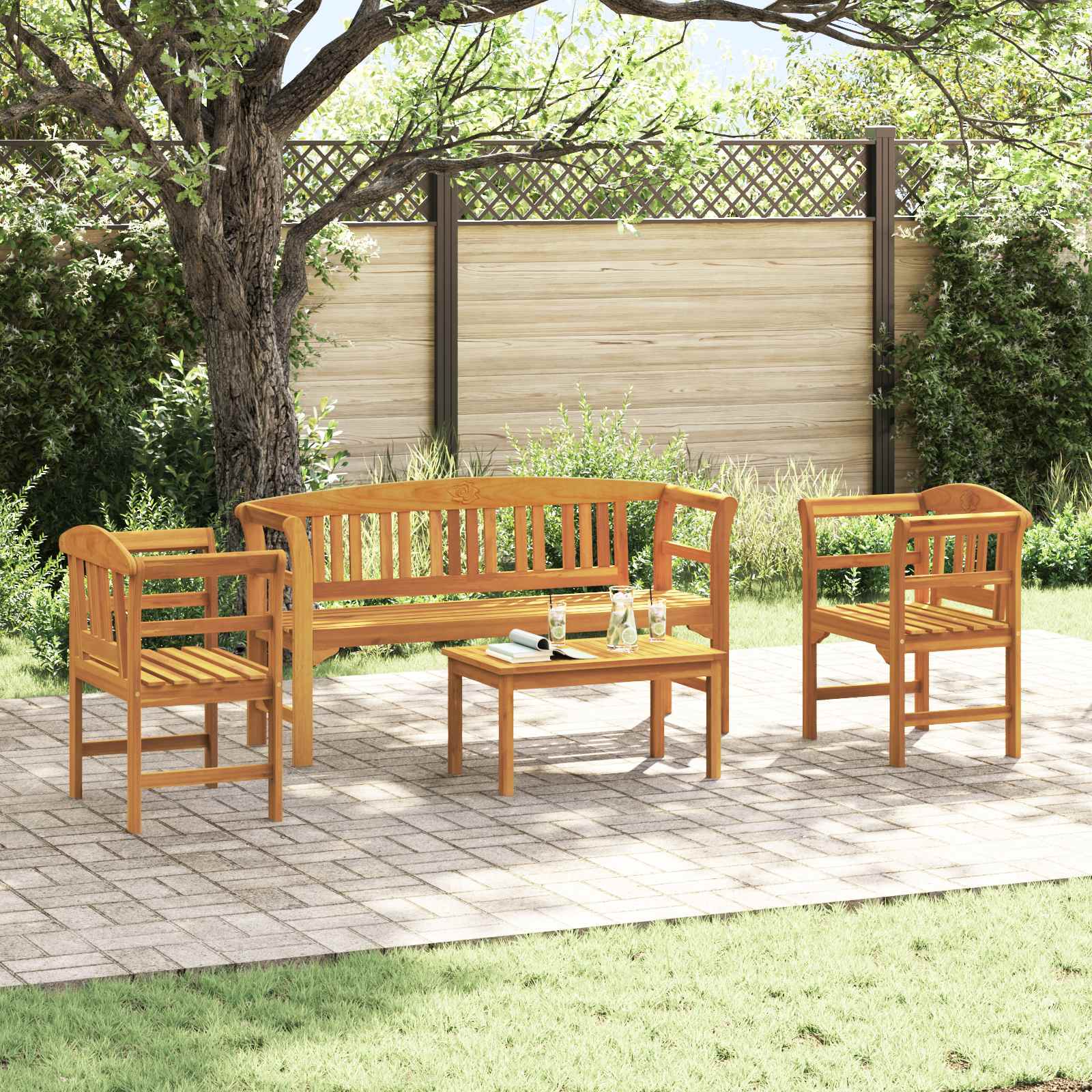 Set da giardino con divano a rosa 4 pcs | homemem39