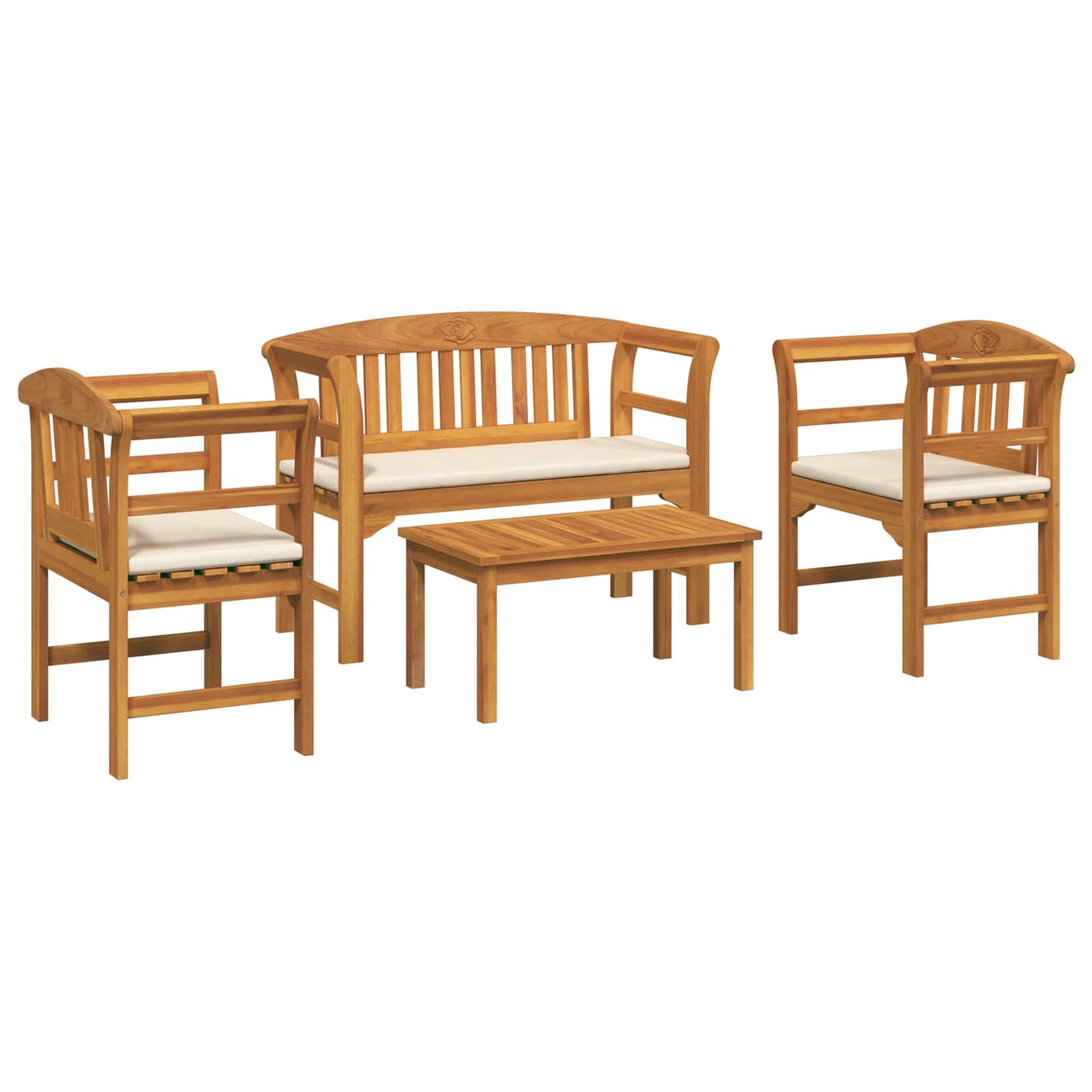 Set da giardino con divano a rosa con cuscino 4 pcs | homemem39