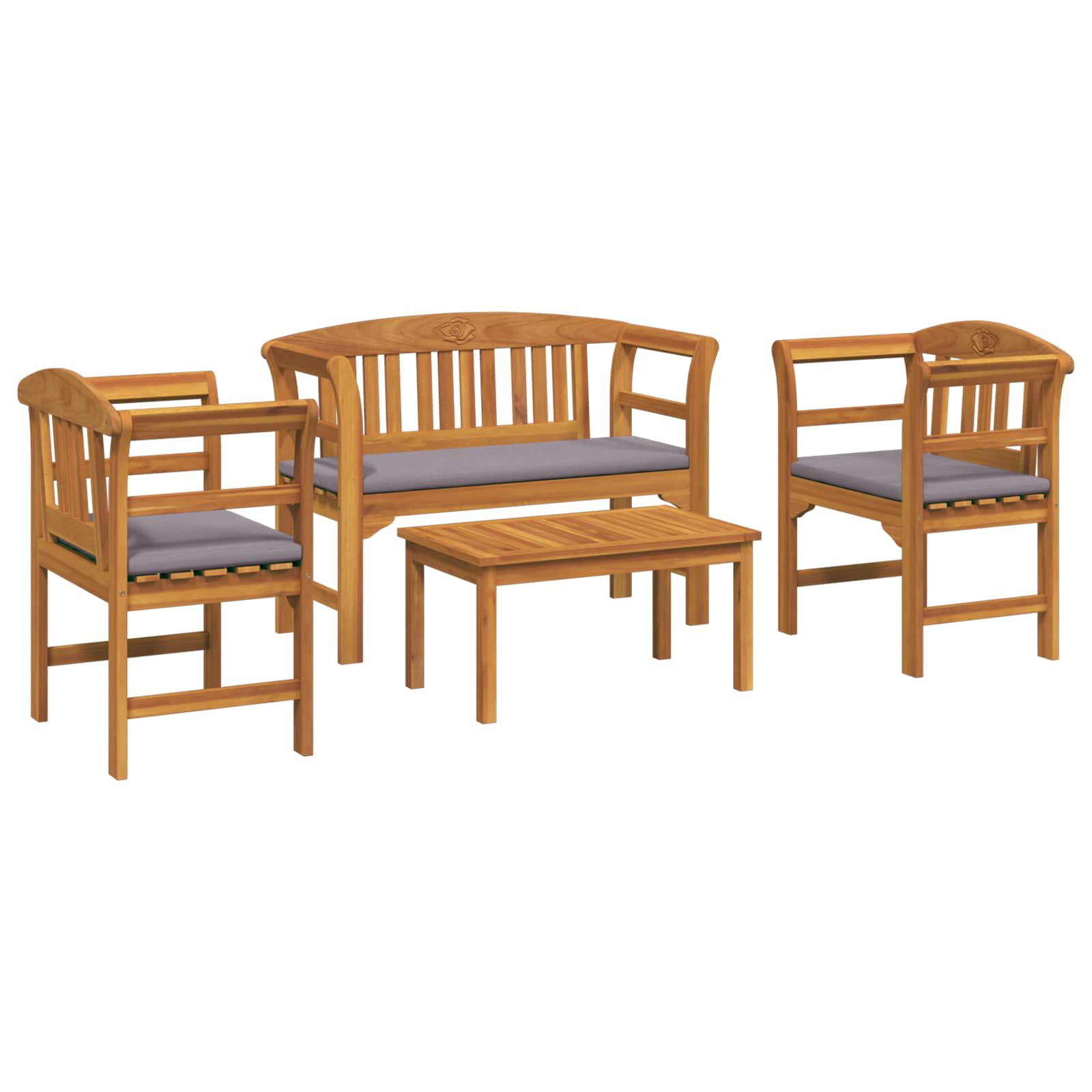 Set da giardino con divano a rosa con cuscino 4 pcs | homemem39