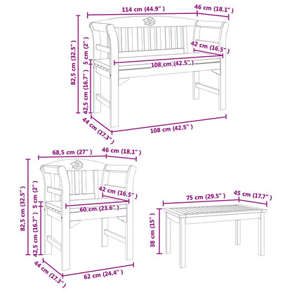 Set da giardino con divano a rosa con cuscino 4 pcs | homemem39