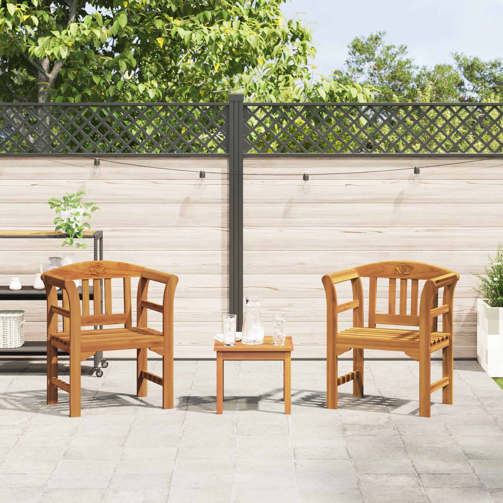Set da giardino con divano a rosa 3 pcs | homemem39