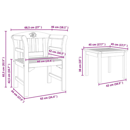 Set da giardino con divano a rosa 3 pcs | homemem39