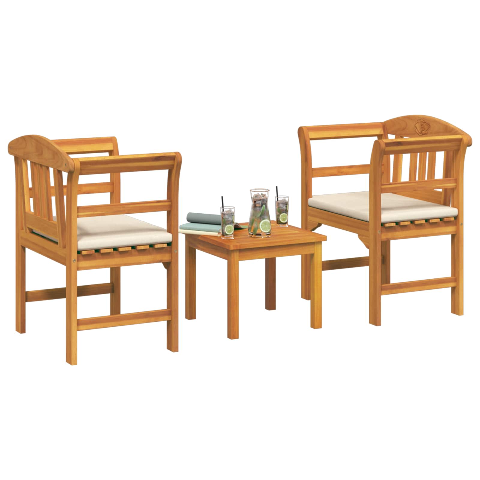 Set da giardino con divano a rosa con cuscino 3 pcs | homemem39