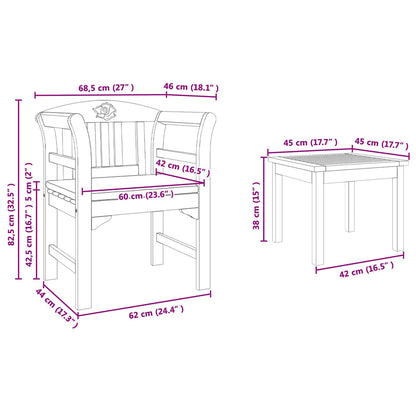 Set da giardino con divano a rosa con cuscino 3 pcs | homemem39