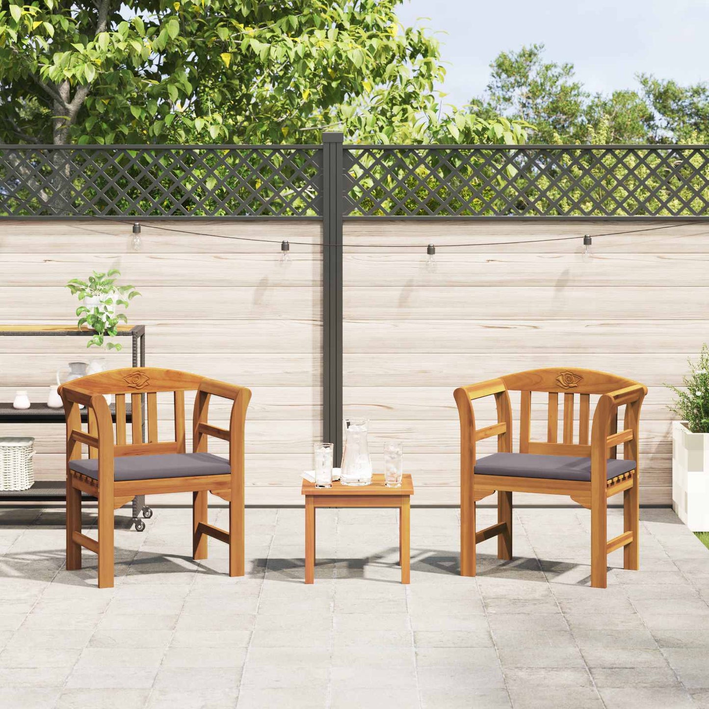 Set da giardino con divano a rosa con cuscino 3 pcs | homemem39