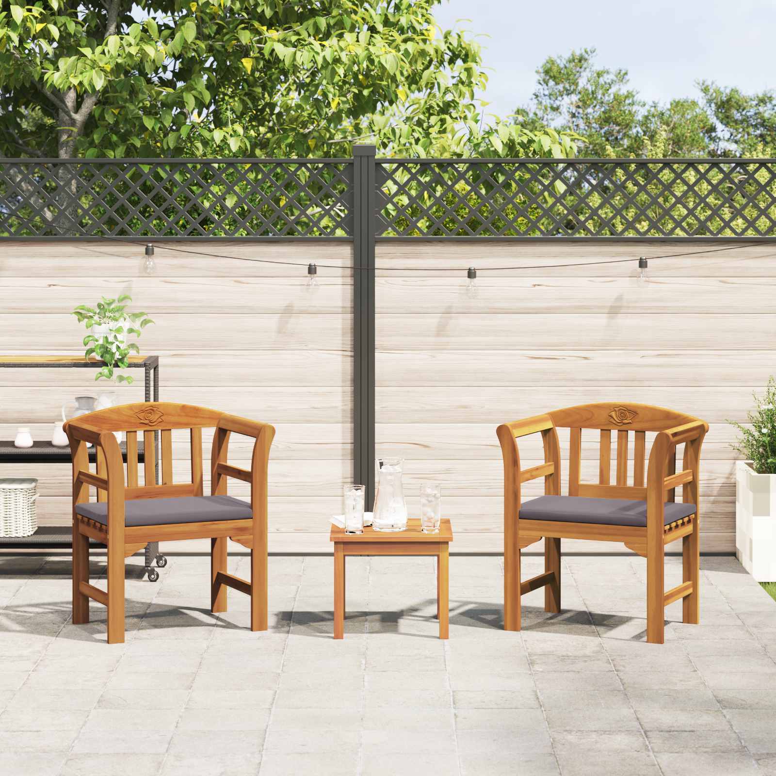 Set da giardino con divano a rosa con cuscino 3 pcs | homemem39
