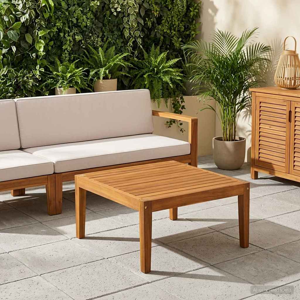 tavolo Legno di Acacia Massello Naturale 60 x 60 x 30 cm | homemem39
