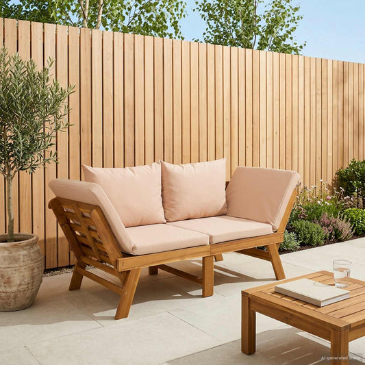 Panchina da giardino 3 in 1 con cuscini Naturale | homemem39