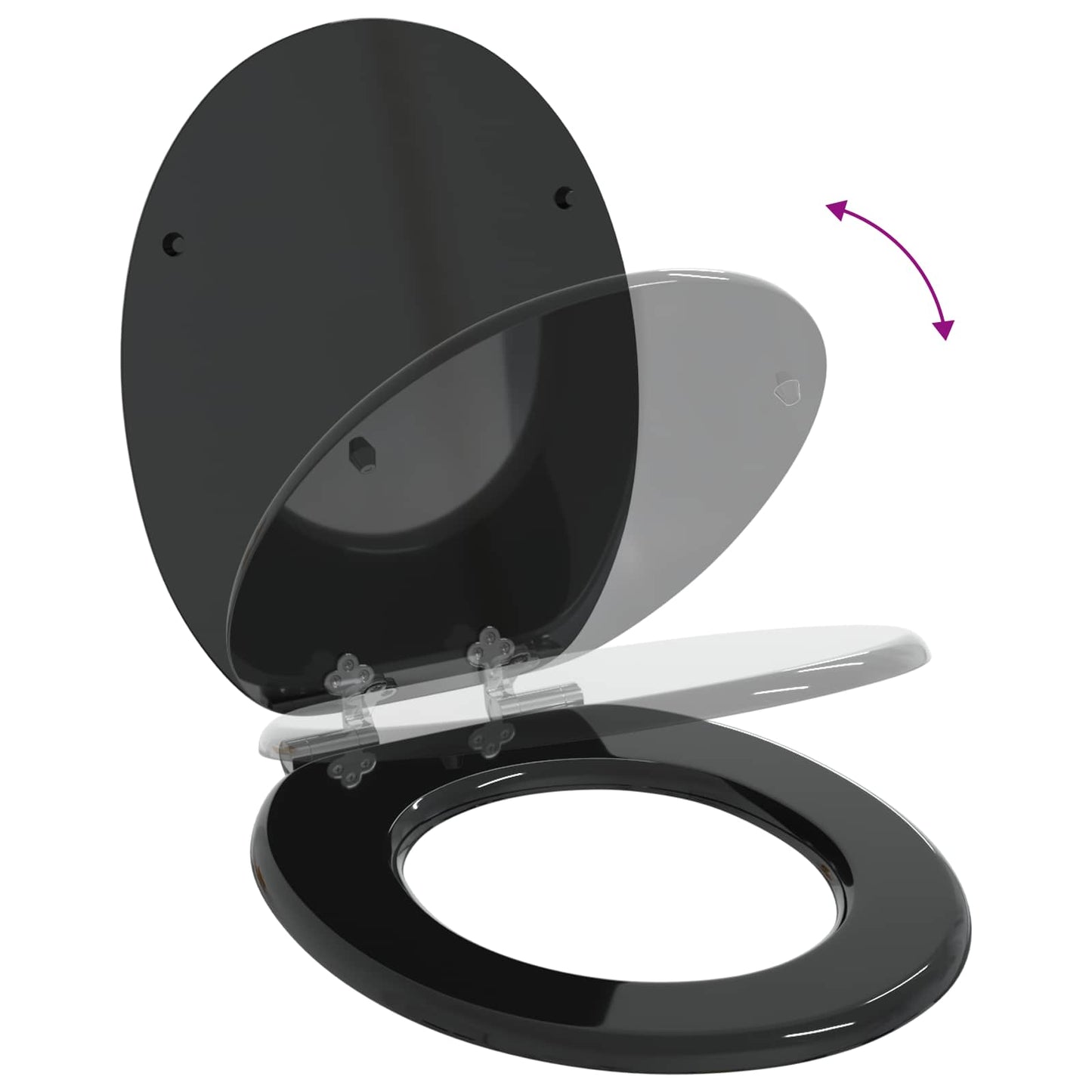 Sedile per toilette con chiusura morbida Nero 44 x 38 cm | homemem39