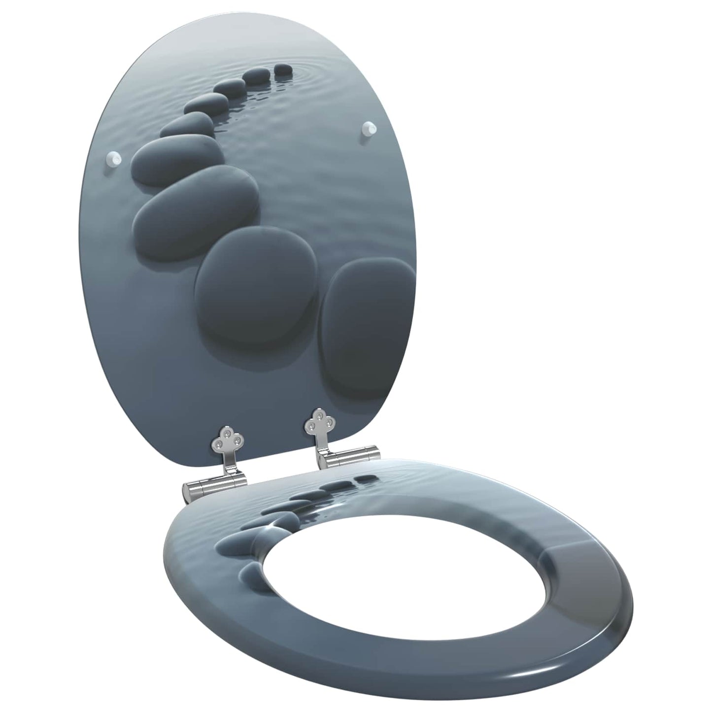 Sedile per toilette con chiusura morbida Grigio 44 x 38 cm | homemem39