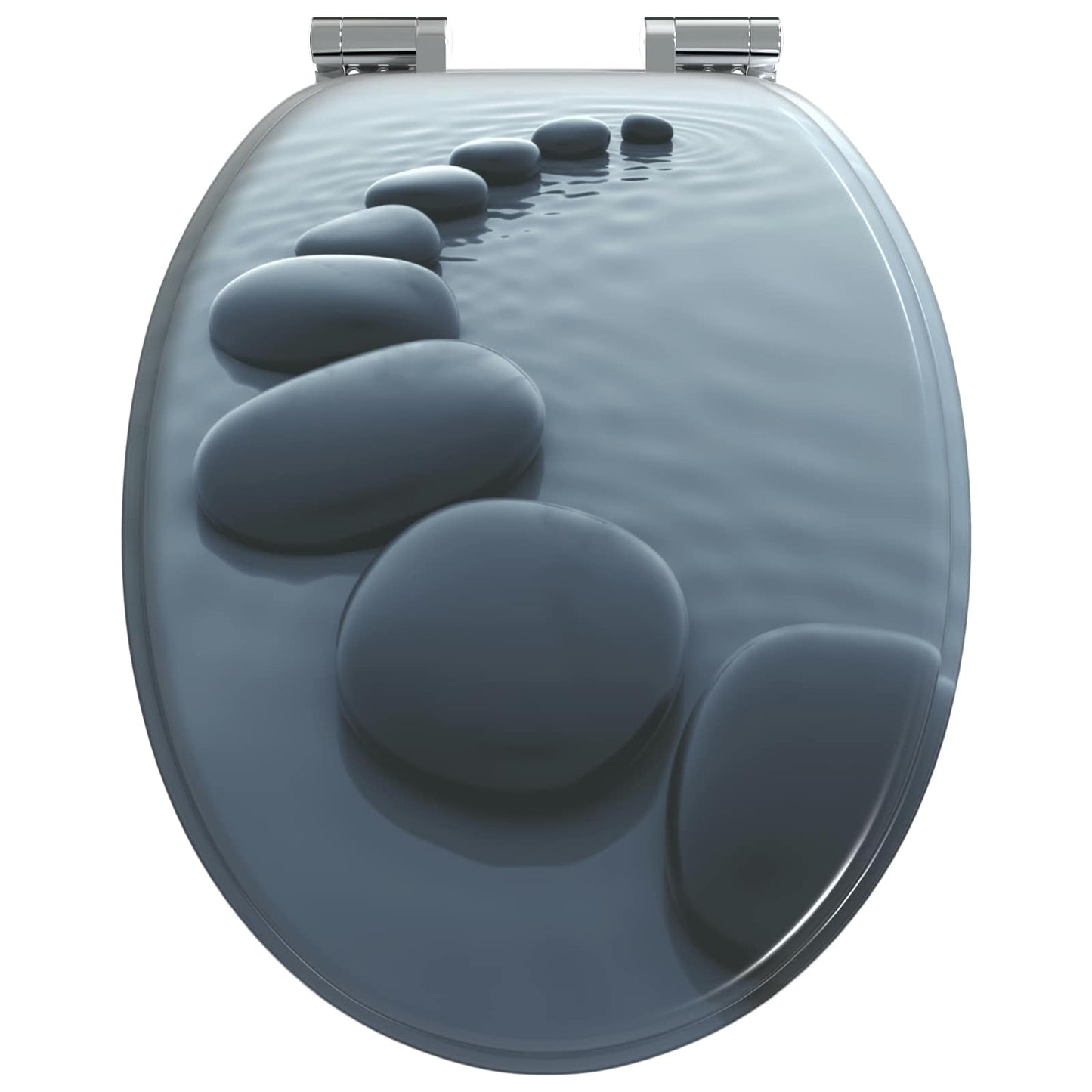 Sedile per toilette con chiusura morbida Grigio 44 x 38 cm | homemem39