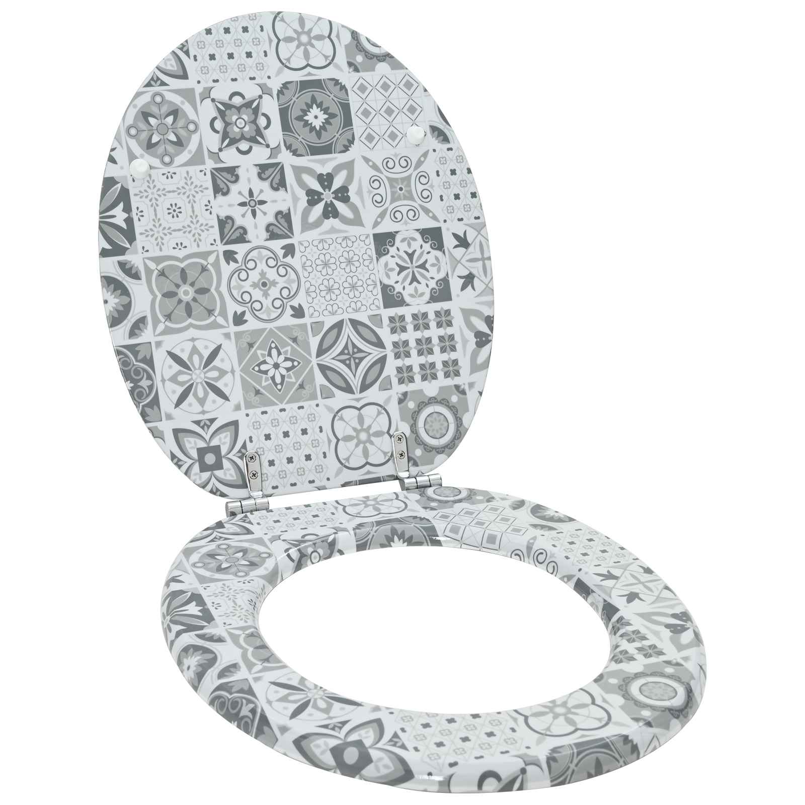 Sedile per toilette con chiusura morbida Grigio 44 x 38 cm | homemem39