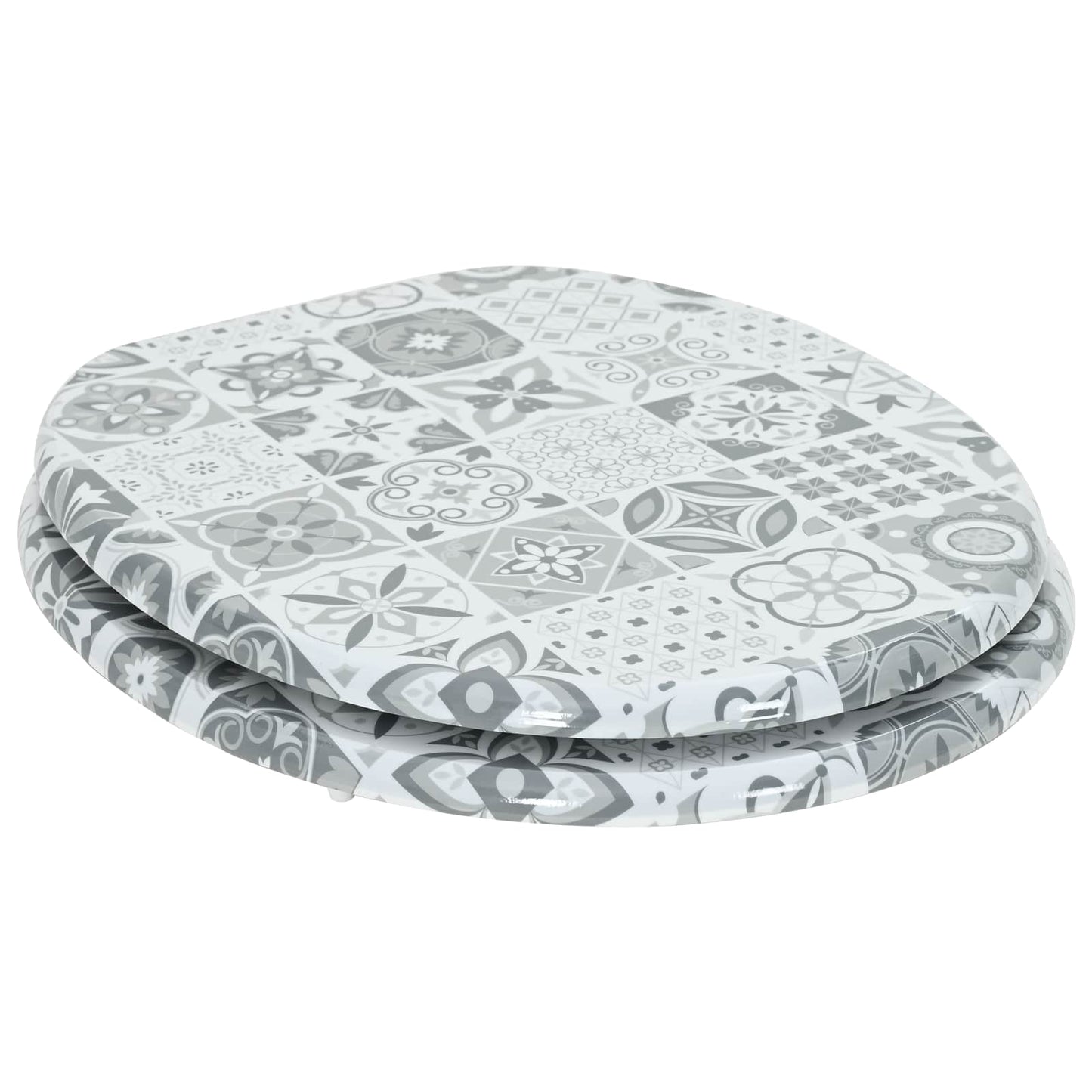 Sedile per toilette con chiusura morbida Grigio 44 x 38 cm | homemem39