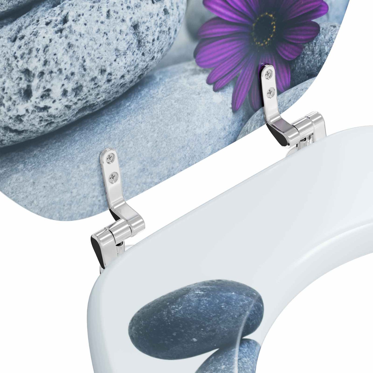 Sedile per toilette con chiusura morbida Grigio 44 x 38 cm | homemem39