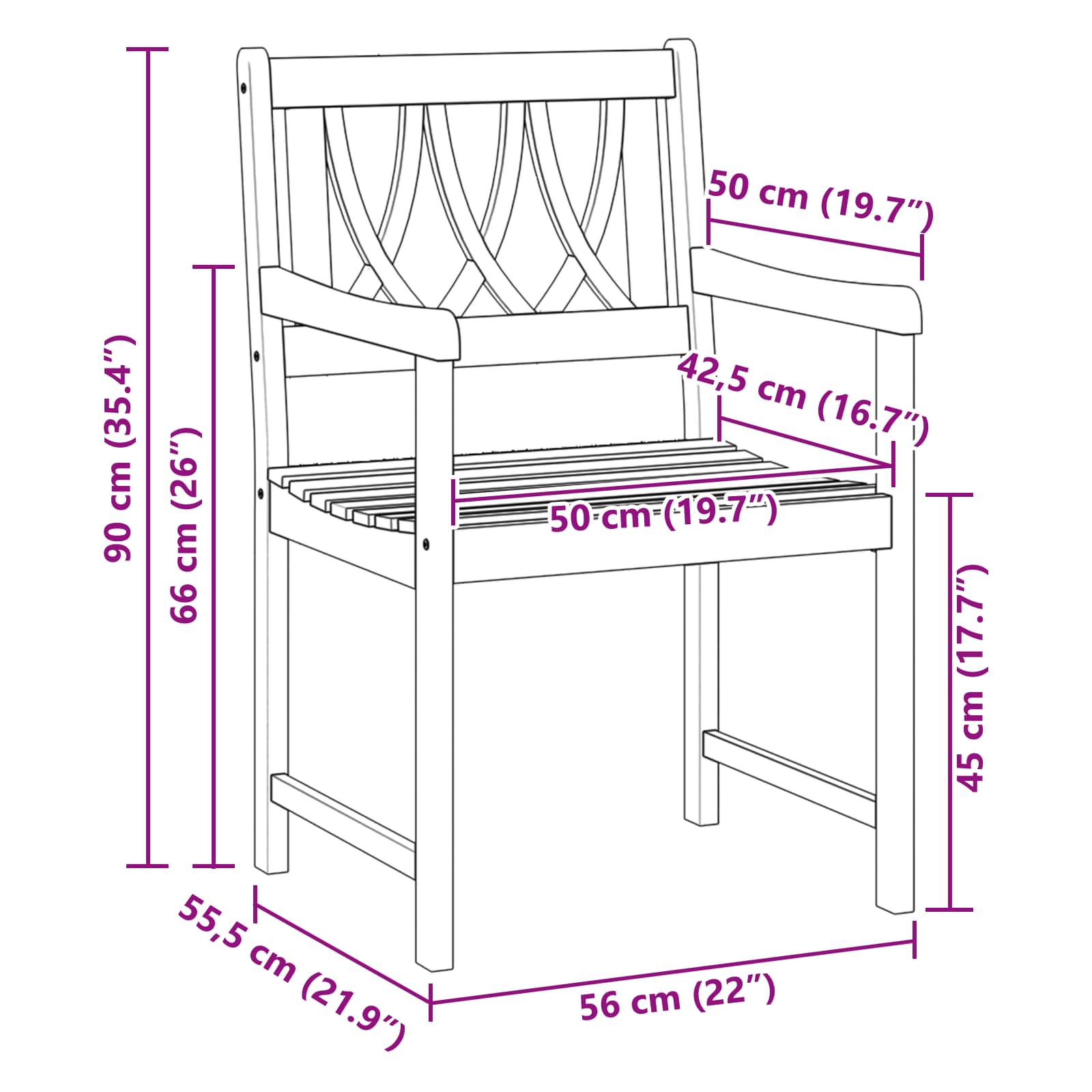 Panchina da esterno 2 pcs Naturale 56 x 55,5 x 90 cm | homemem39