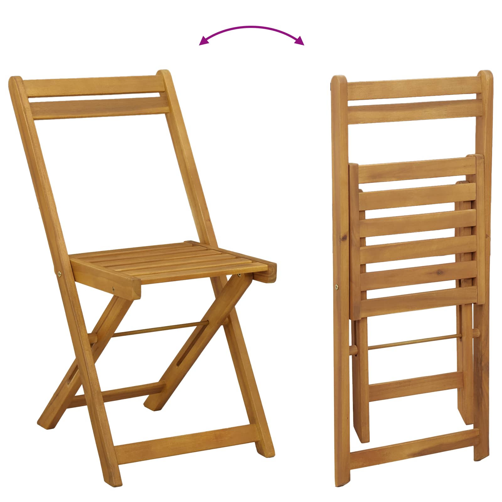 Sedie da giardino pieghevoli 4 pcs Naturale 40 x 53 x 80 cm | homemem39