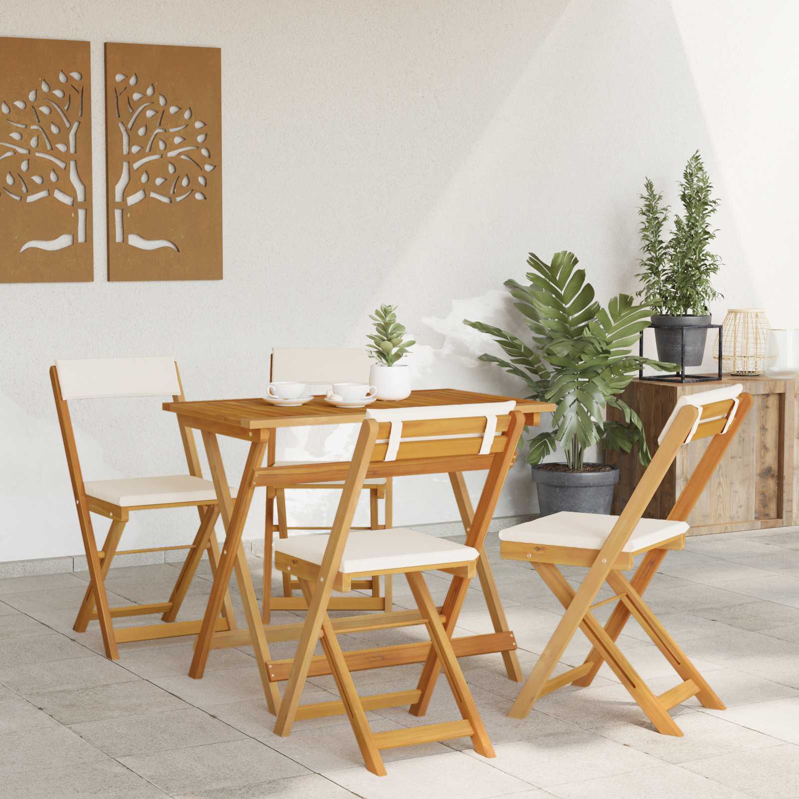 Sedie Bistro da Giardino 4 pcs Bianco Crema 40 x 53 x 80 cm | homemem39