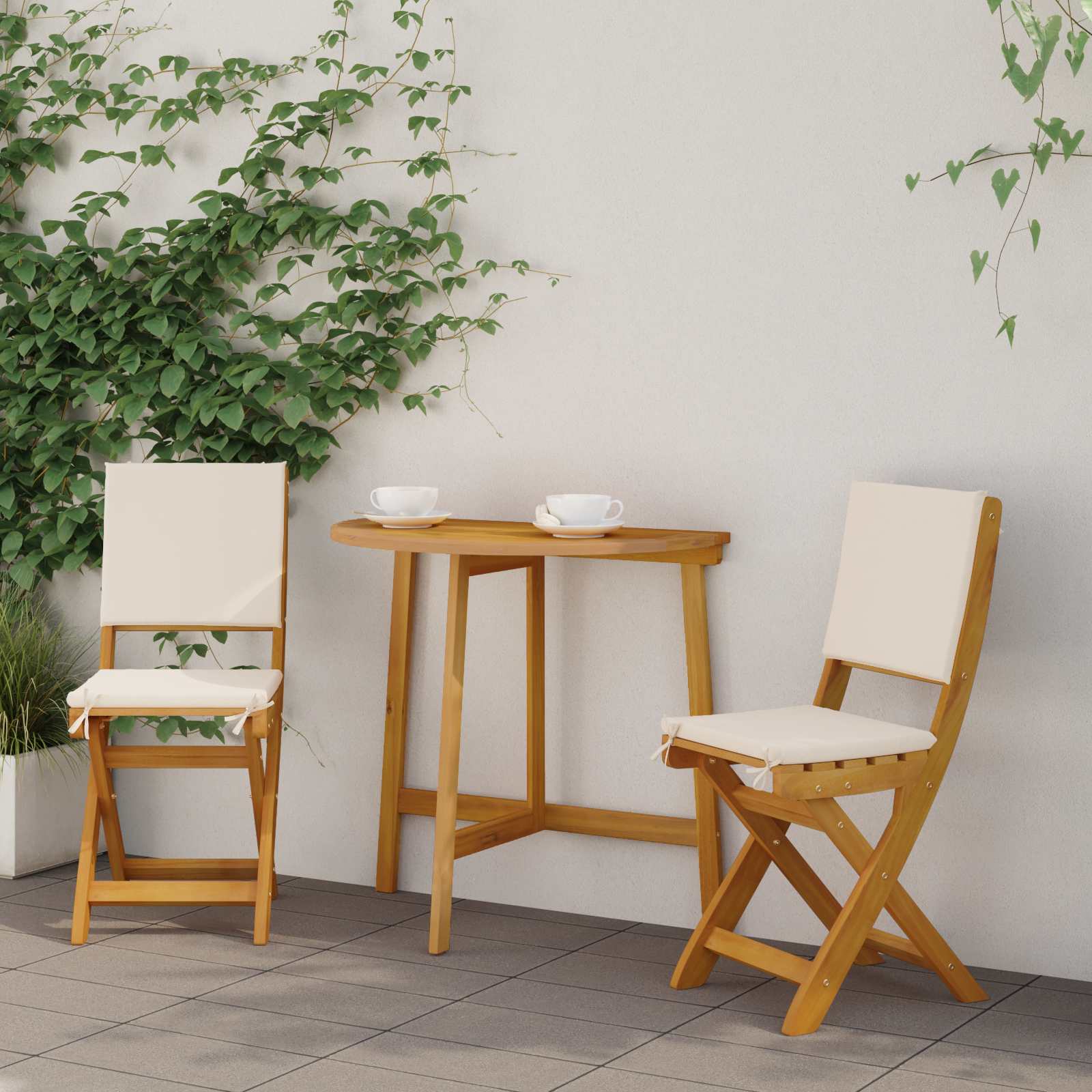 Sedie Bistro da Giardino 2 pcs Bianco Crema 38 x 46 x 85 cm | homemem39