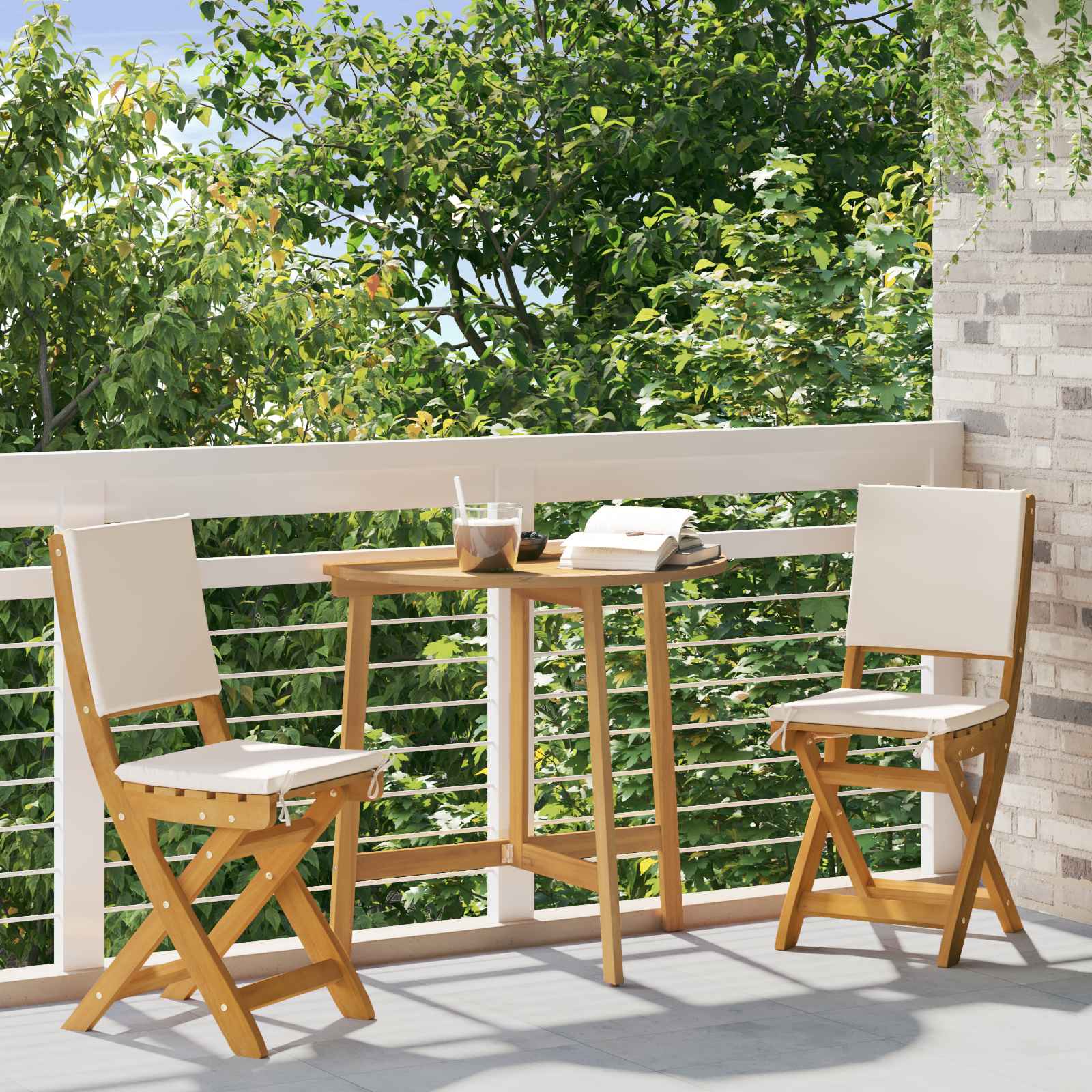Sedie Bistro da Giardino 2 pcs Bianco Crema 38 x 46 x 85 cm | homemem39
