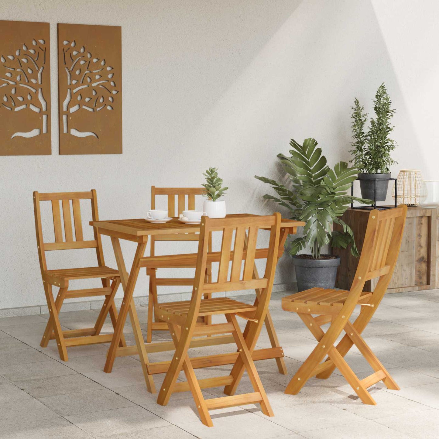 Sedie Bistro da Giardino 4 pcs Naturale 40 x 42 x 85 cm