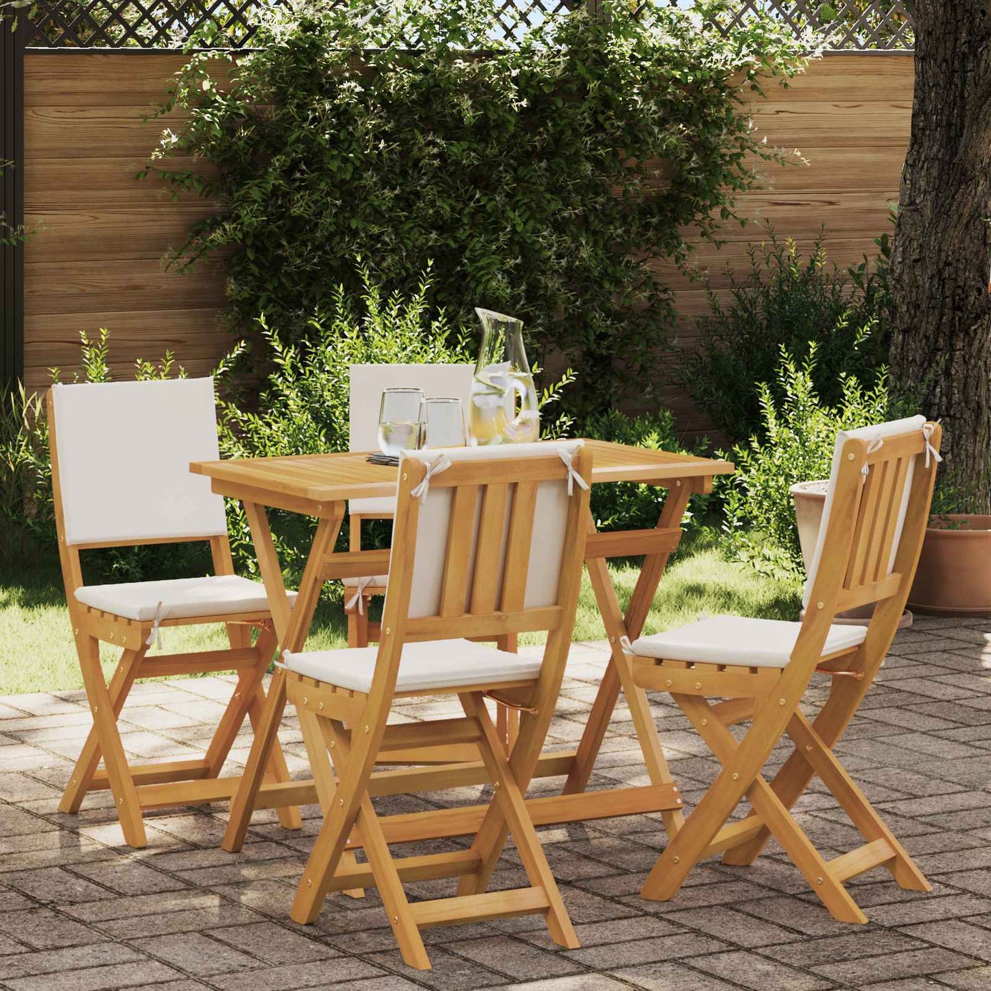 Sedie Bistro da Giardino 4 pcs Bianco Crema 38 x 46 x 85 cm