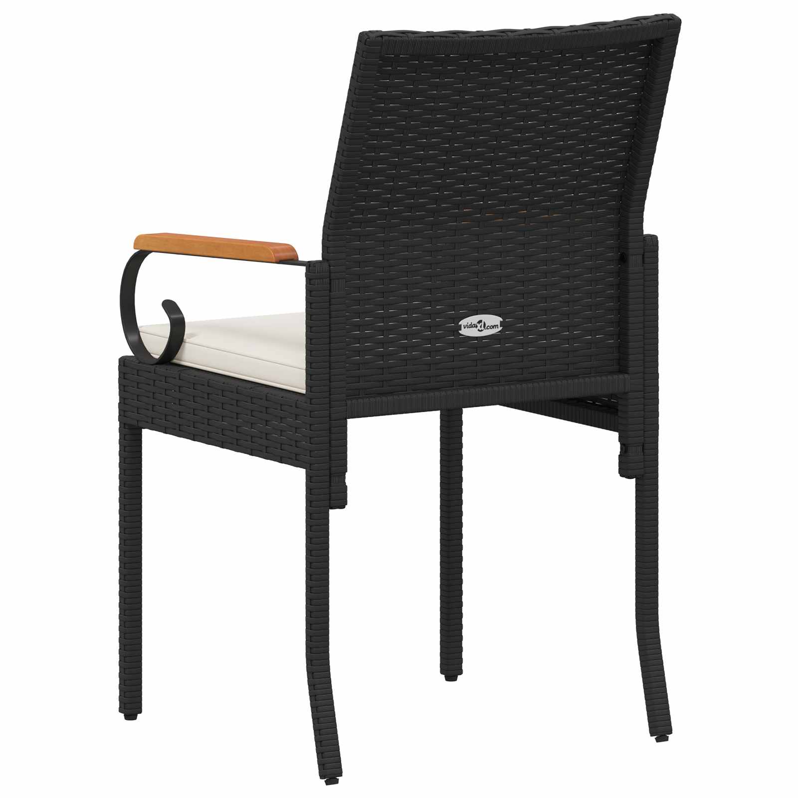 Sedie da giardino 2 pcs Nero e Bianco Crema Polyrattan e acacia | homemem39