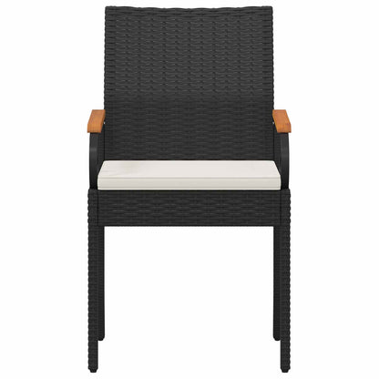 Sedie da giardino 2 pcs Nero e Bianco Crema Polyrattan e acacia | homemem39