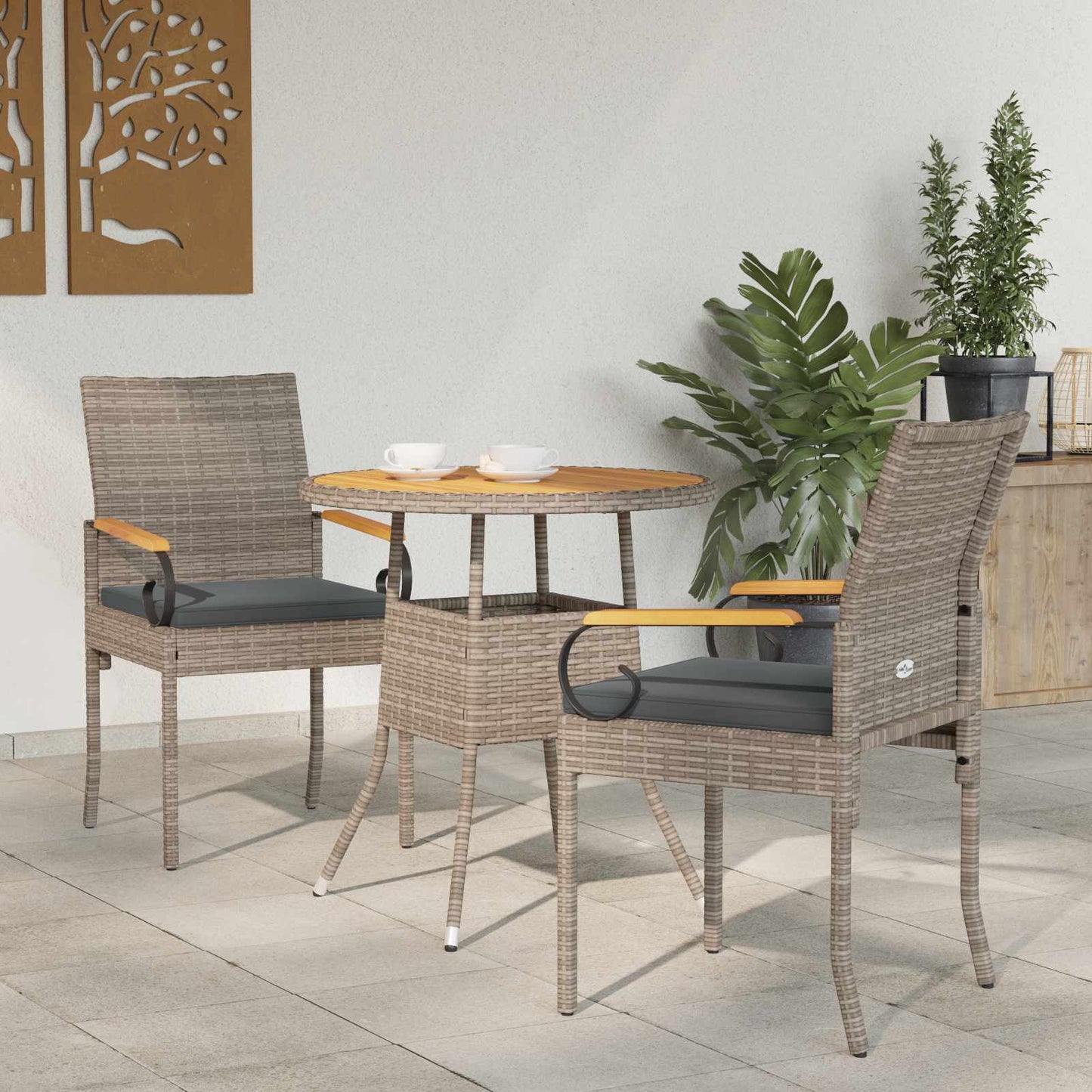 Sedie da giardino con cuscino 2 pcs Grigio e Grigio Scuro | homemem39