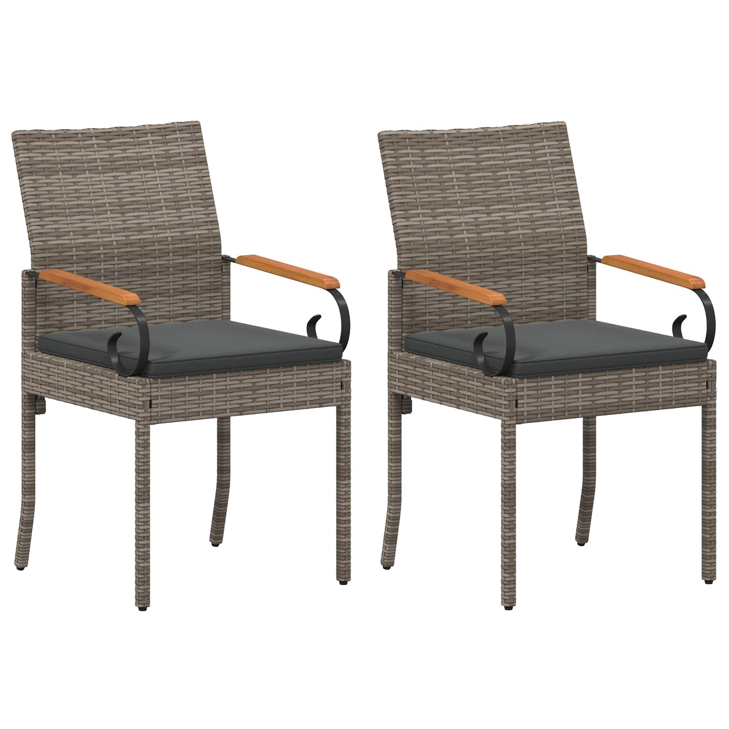 Sedie da giardino con cuscino 2 pcs Grigio e Grigio Scuro